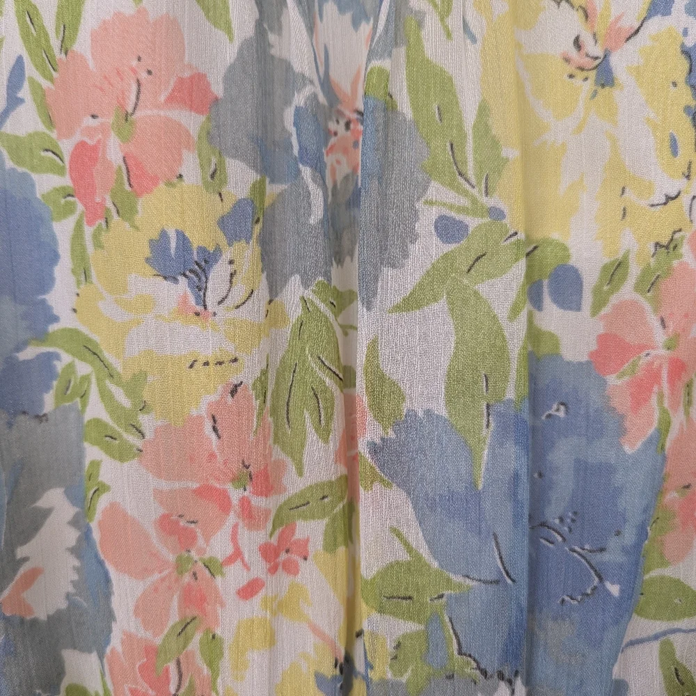 Ralph Lauren Chiffon Dress Watercolor Floral Ruffle Flutter Sleeve Cottagecore 7
